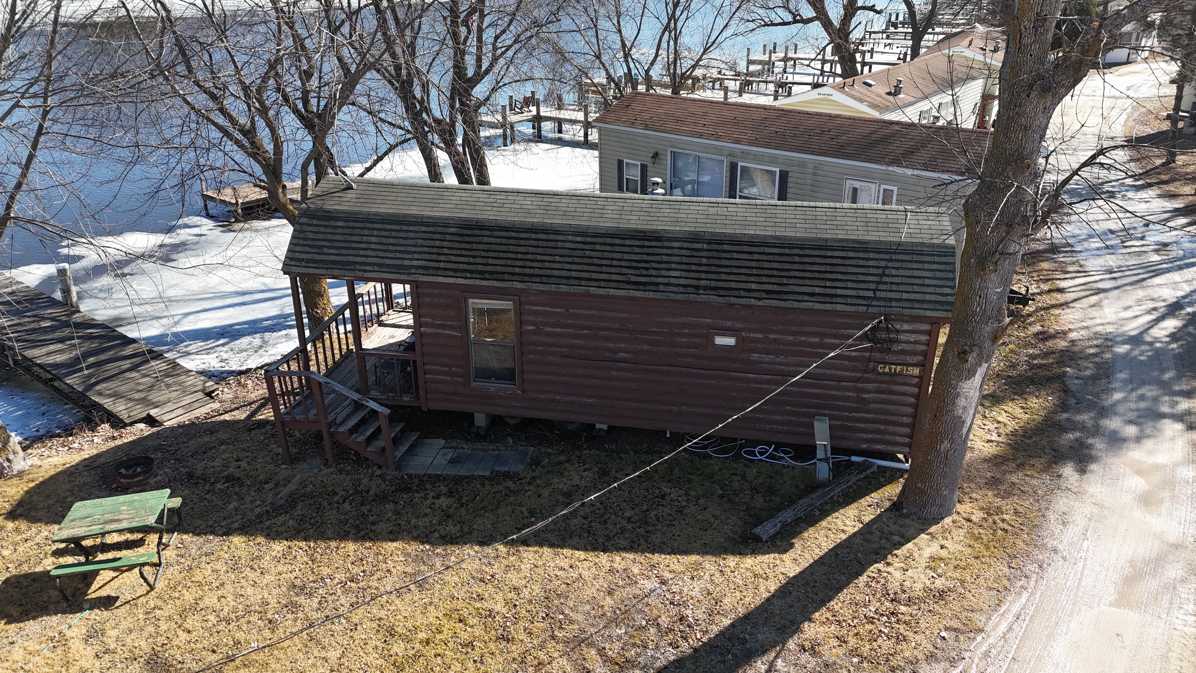 Catfish cabin aerial view on the Wolf River