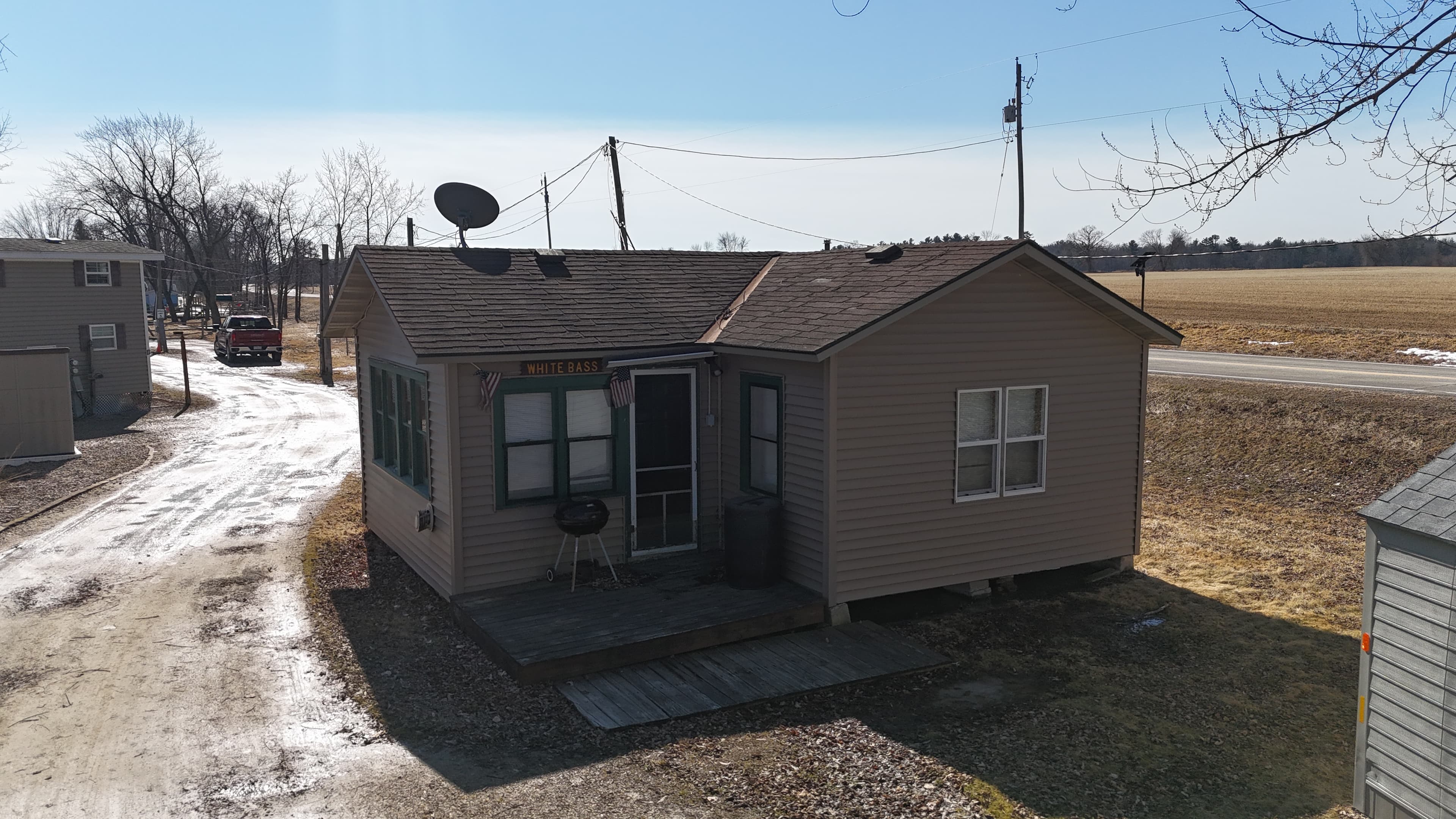 White Bass cabin aerial view on the Wolf River